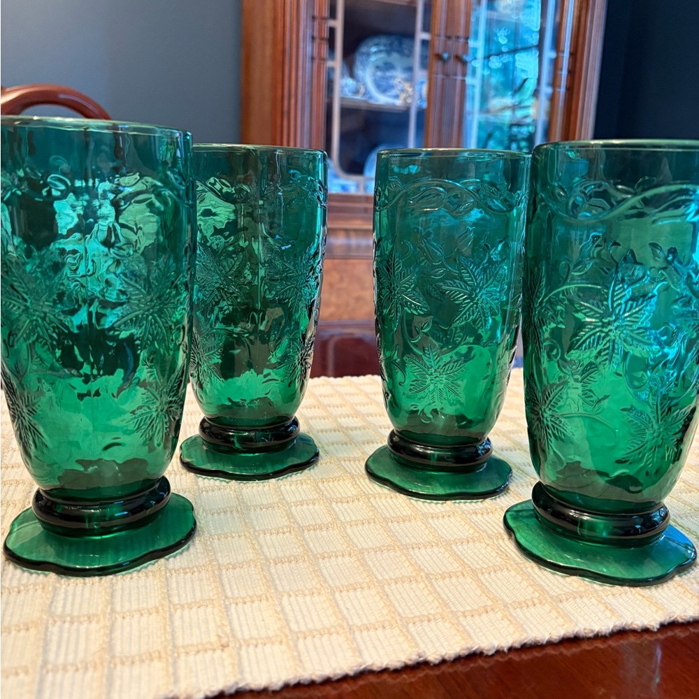 Princess House FANTASIA Green Tumblers set of 4